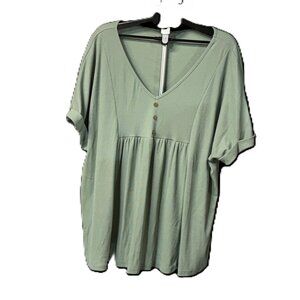 Women's Emery Rose Plus Size Short Sleeve Blouse - Sage Green - 4XL